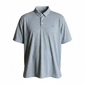 Vineyard Vines MENS  XL Blue White Striped Polo Whale Logo Golf Preppy 3198